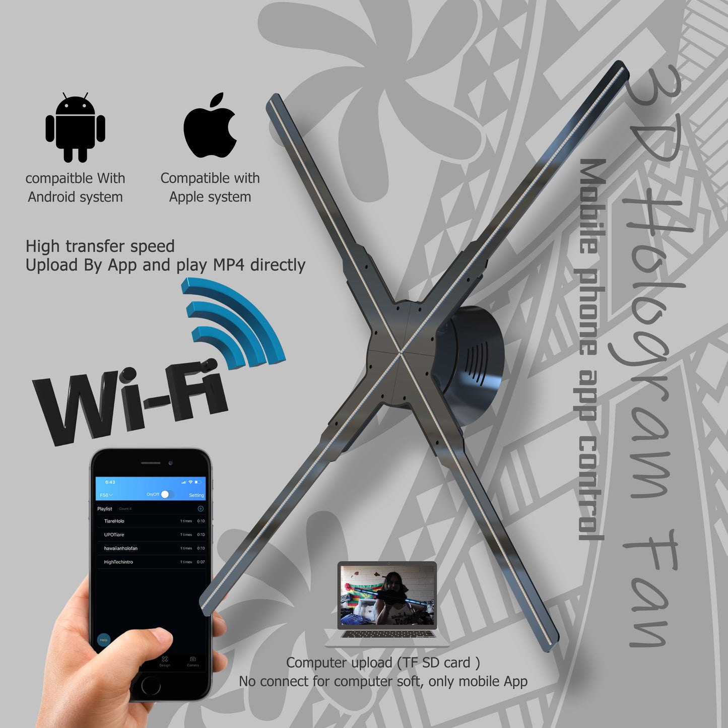 3D Hologram LED fan